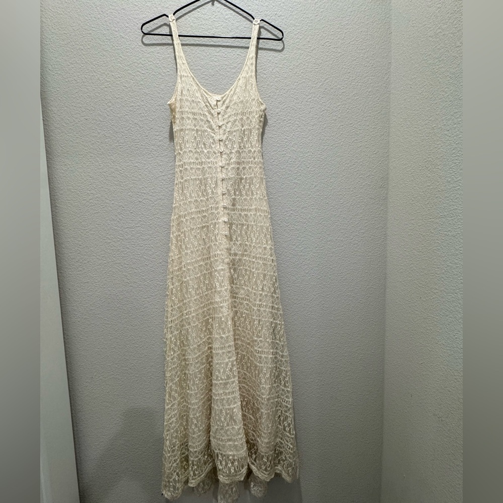 Abercrombie & Fitch Cream Sleeveless Lace Maxi Dress XS